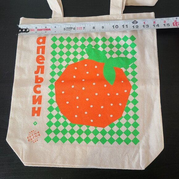 Gucha Gucha Orange Apelsin Tote Heavyweight Cotton Hand Screen Printed New - Picture 7 of 8